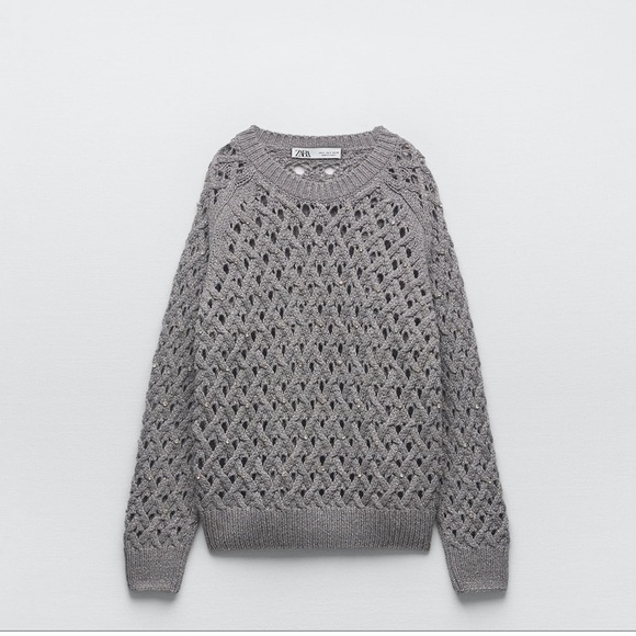 Zara Sweaters - ZARA BEADED OPEN KNIT SWEATER